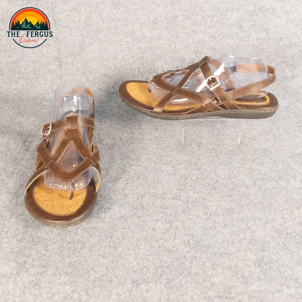 BOC Strappy Sandal Brown Leather Adjustable Strap Casual Granola Women's Sz 11M